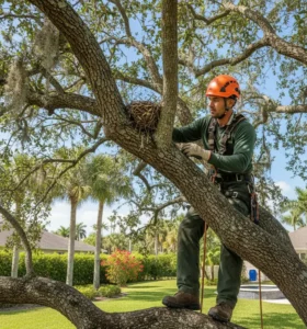 Wildlife-safe tree care Palm Beach County - Protecting nesting birds during pruning.