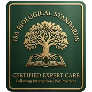 ArbolPro seal indicating ISA biological standards and certified tree care techniques.