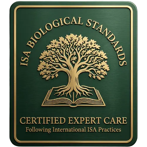 ArbolPro seal indicating ISA biological standards and certified tree care techniques.