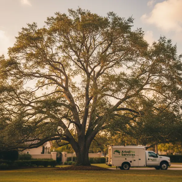 Professional canopy thinning to reduce wind-sail effect for hurricane prevention