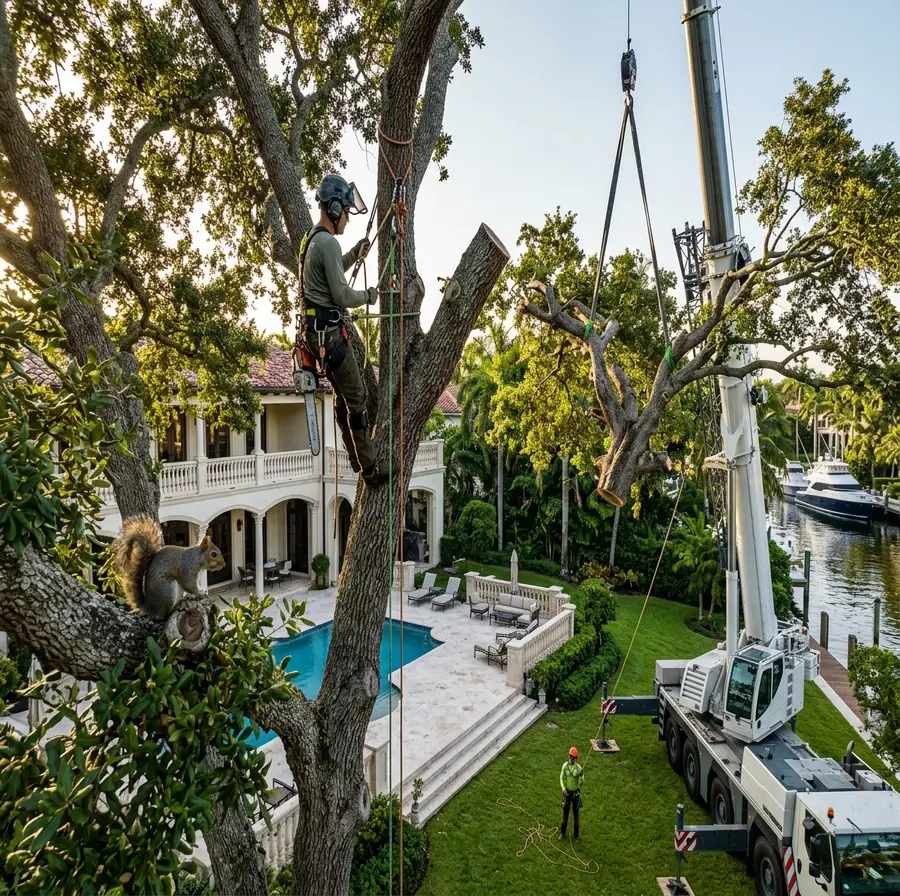 Professional arborist equipment used for safe tree removal in South Florida