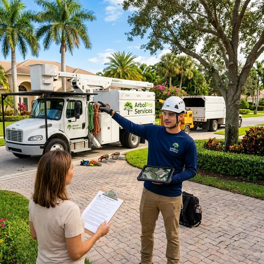 Licensed arborist on-site tree removal estimate Boynton Beach FL property ArbolPro