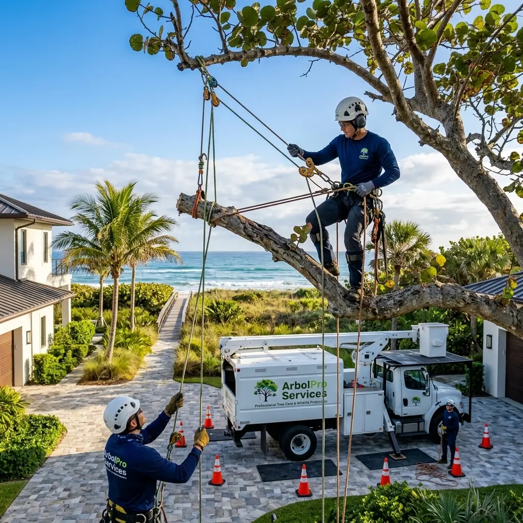 Coastal tree hazard pruning Jupiter Island estate salt exposure ArbolPro