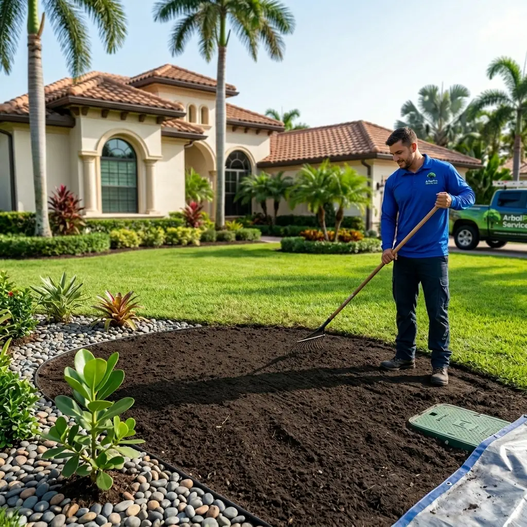 Completed stump grinding project ready for landscaping in Palm Beach County Florida