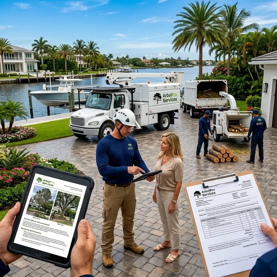 ArbolPro emergency tree service insurance documentation Jupiter FL waterfront estate