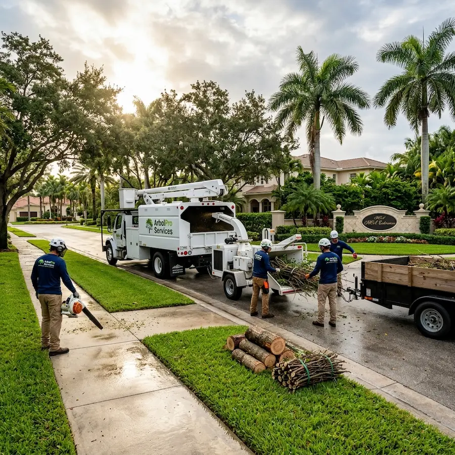 HOA storm debris cleanup West Palm Beach Florida ArbolPro Services