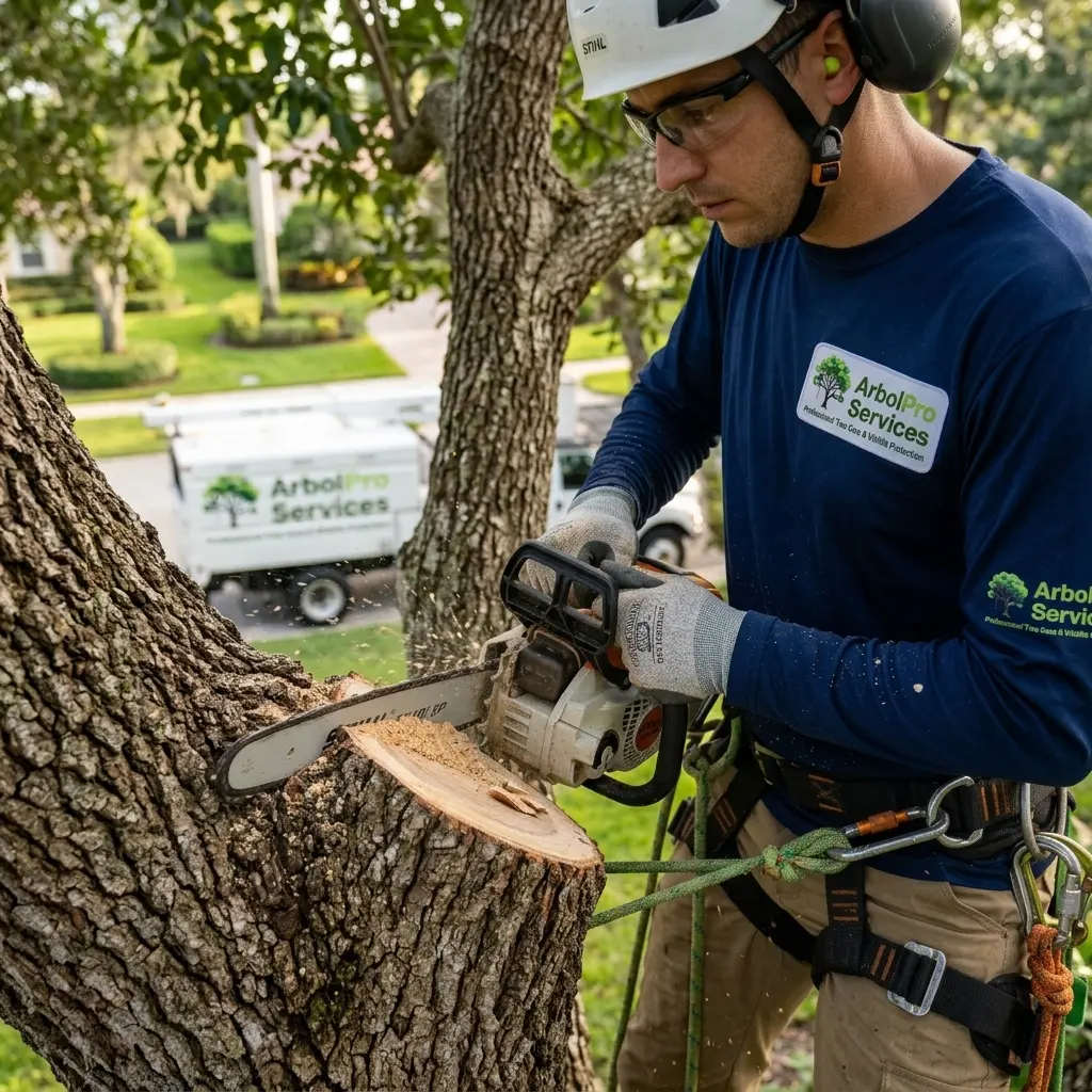 ISA-standard pruning cut technique — ArbolPro arborist Wellington FL