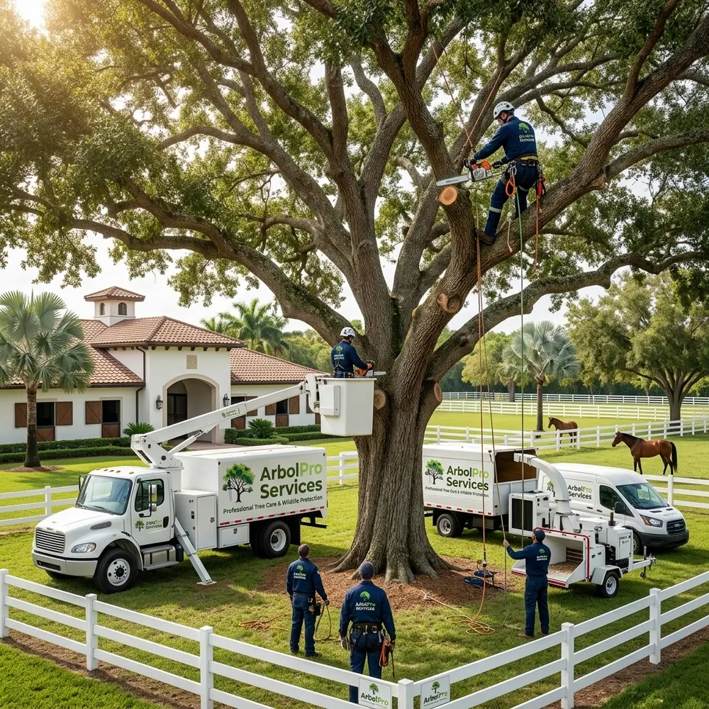 Large oak tree removal on an equestrian property in Wellington Florida