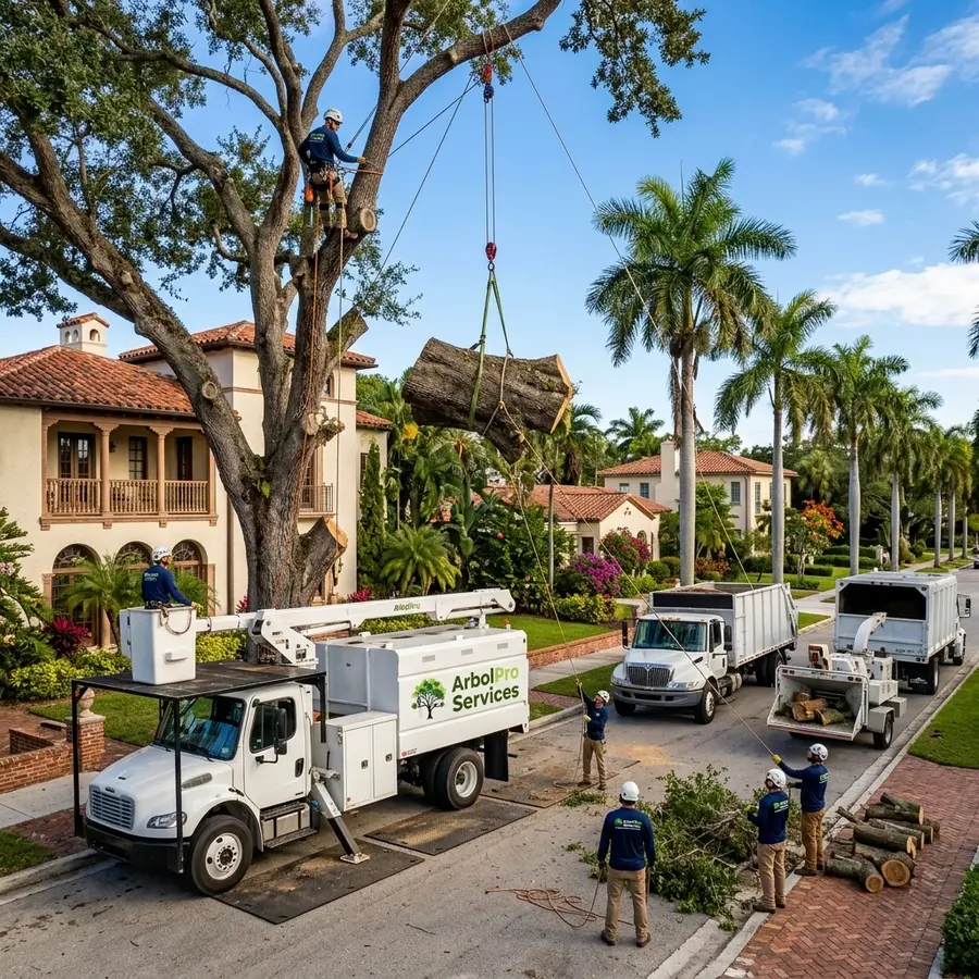 Large oak tree removal historic district El Cid West Palm Beach Florida