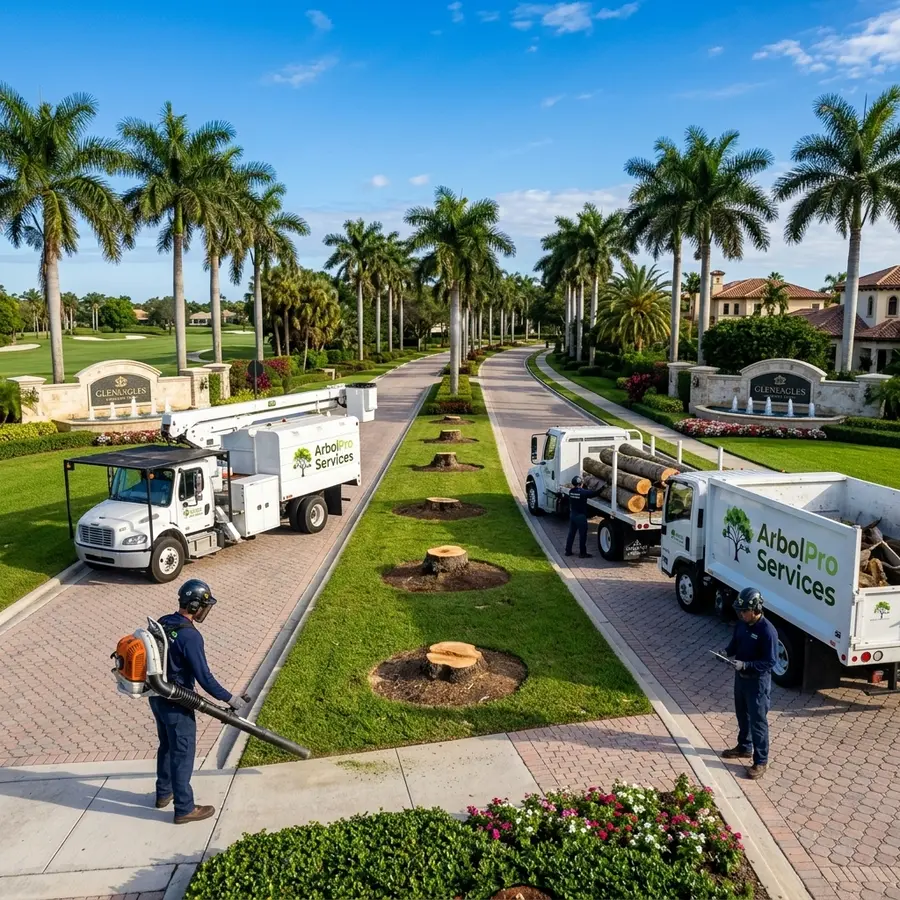 Royal palm removal golf community Gleneagles Delray Beach Florida ArbolPro Services