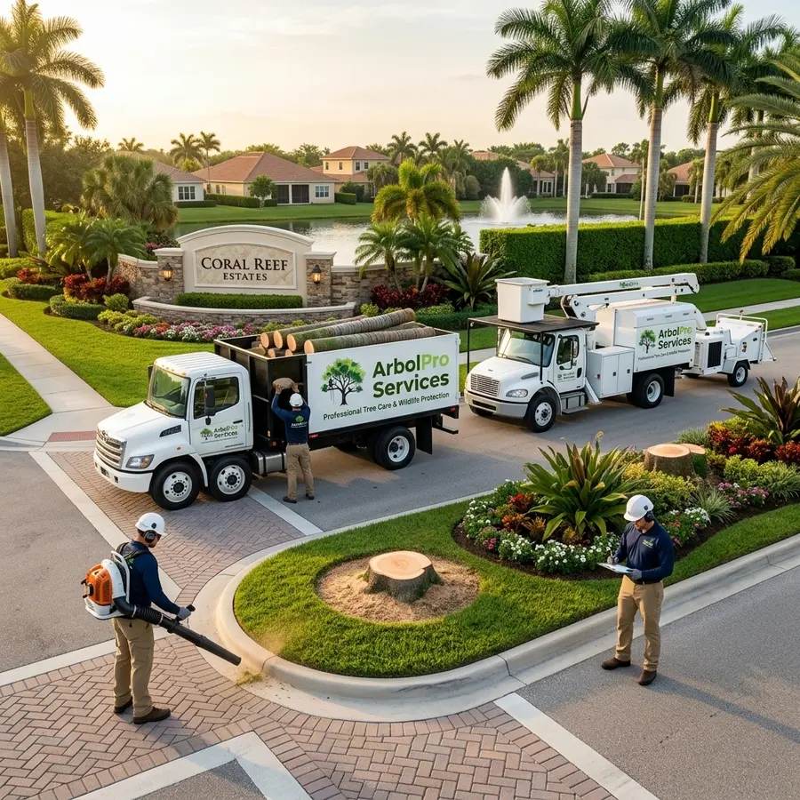 Royal palm removal HOA community Boynton Beach Florida ArbolPro Services