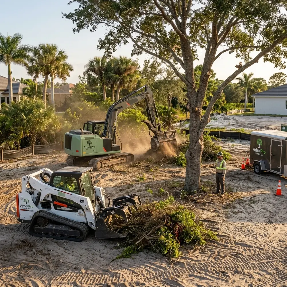Professional land clearing equipment preparing a property in Palm Beach County Florida