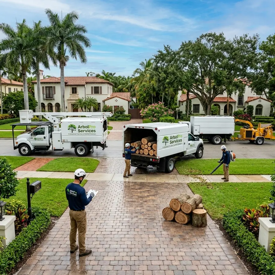 Storm damage tree removal driveway West Palm Beach FL ArbolPro Services
