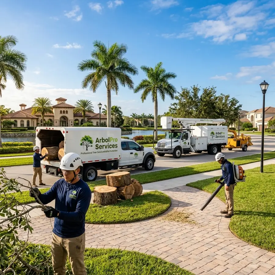 Post-storm tree removal community common area Tuscany Isles Boynton Beach FL