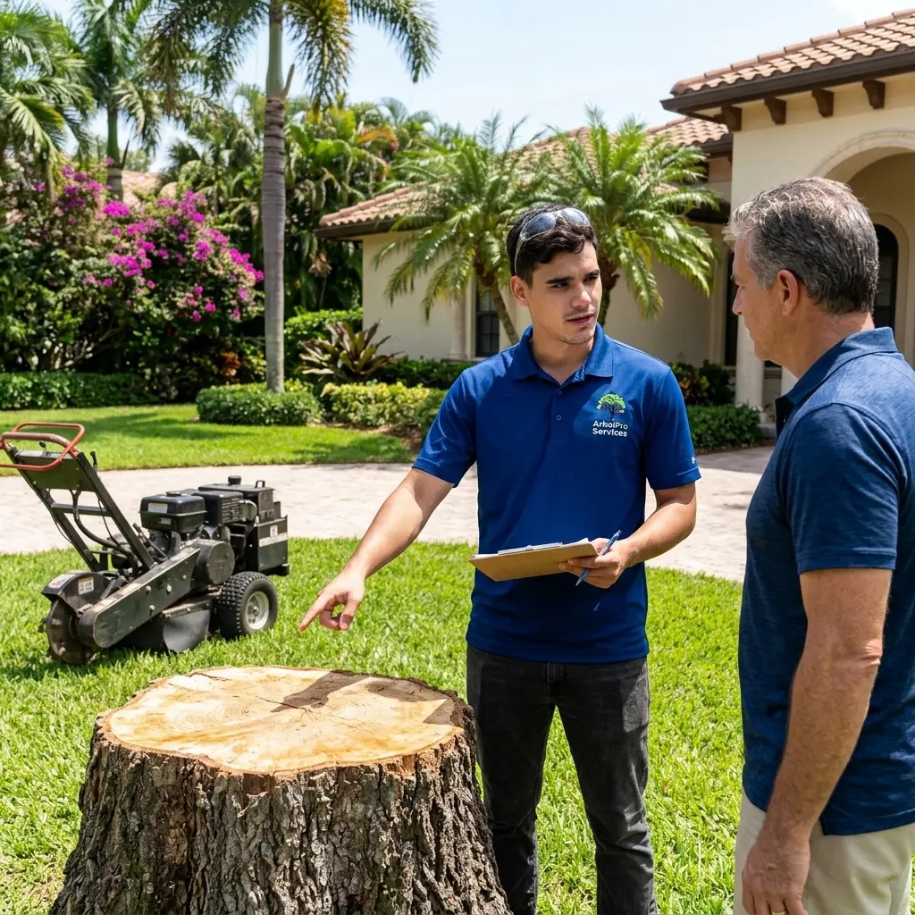 Stump grinding consultation and site evaluation in Palm Beach County Florida