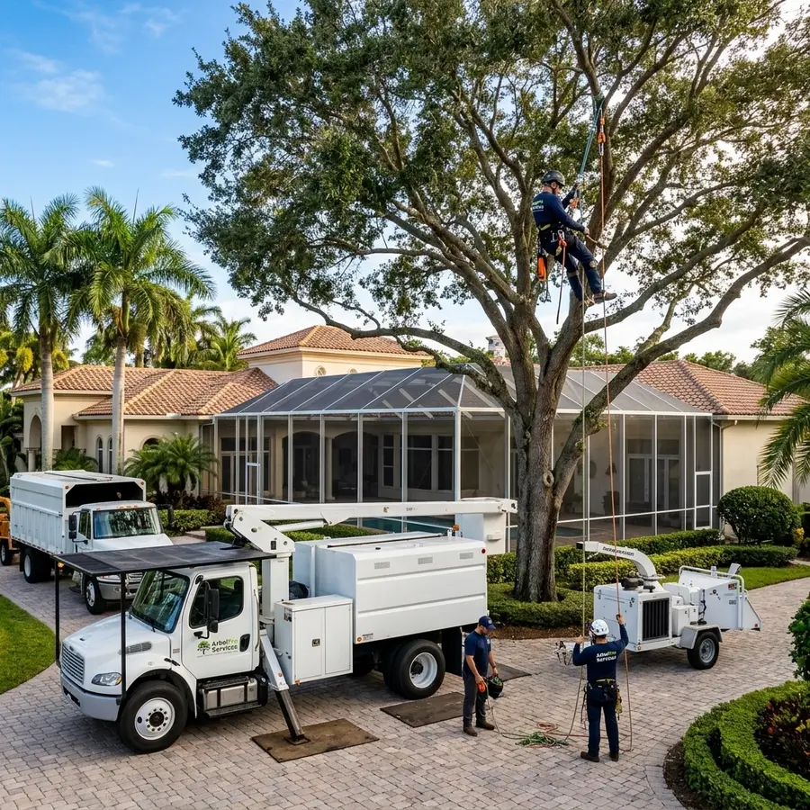Tree removal near pool enclosure Boca Raton FL estate property ArbolPro
