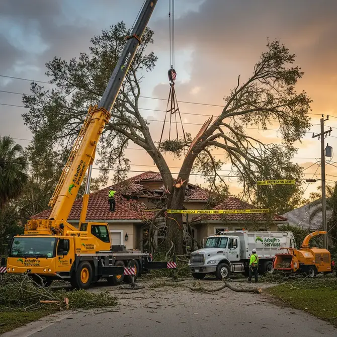 Emergency tree service responding to storm damage in Palm Beach County Florida
